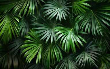 Elegant green palm leaf pattern with natural light and deep textures perfect for high quality botanical backgrounds creative design and eco friendly interior inspiration