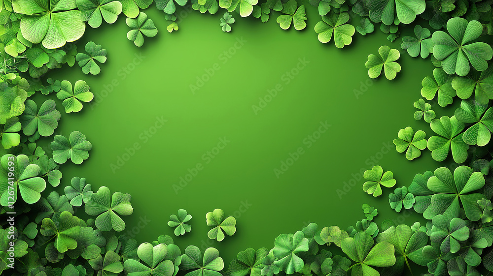 Poster st, patrick's day symbols creating a frame border for a party invitation or banner.