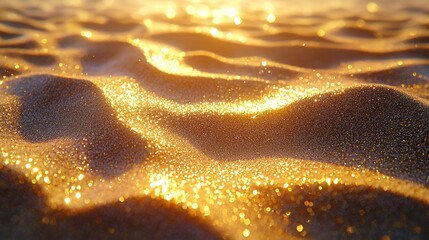 Golden sand ripples at sunset, beach background, texture, summer theme