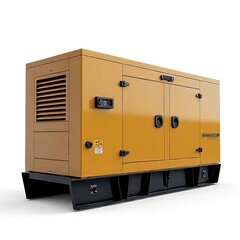 Yellow Generator Powering Electricity Source on Clean White Background