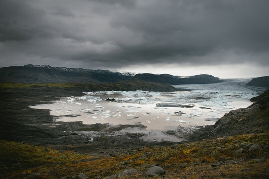 Hoffel glacier tongue in Iceland near Hofn