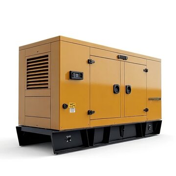 Yellow Generator Powering Electricity Source on Clean White Background