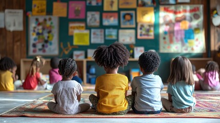 Preschool children classroom story time