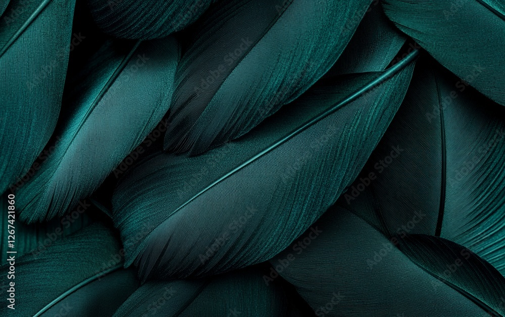 Poster high resolution dark teal feathers with elegant and soft bird feather pattern showcasing luxurious t