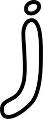 J Lowercase Alphabet outline Vector, perfect for educational materials, coloring books, and graphic design projects. Scalable and editable.