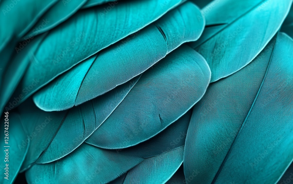 Poster ultra detailed macro close up of blue green bird feathers with soft gradients layered patterns and h