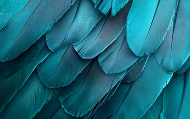 Obraz premium Beautiful macro close up of overlapping teal feathers from exotic birds with rich textures smooth surfaces and delicate natural patterns for stunning wildlife and nature photography