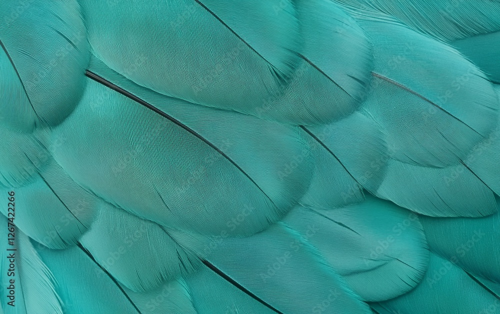 Poster textured macro close up of delicate blue and turquoise feathers with intricate details for stylish n