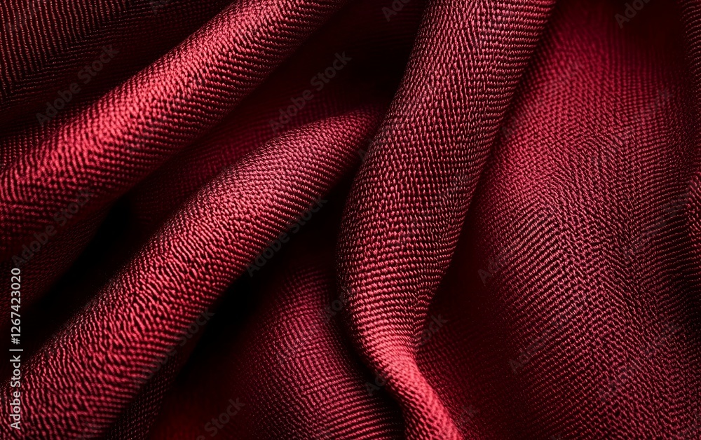 Aufkleber elegant deep red fabric with soft folds and rich textures creating a sophisticated and luxurious tex