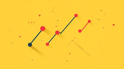 Upward trending graph, yellow background, data visualization, presentation