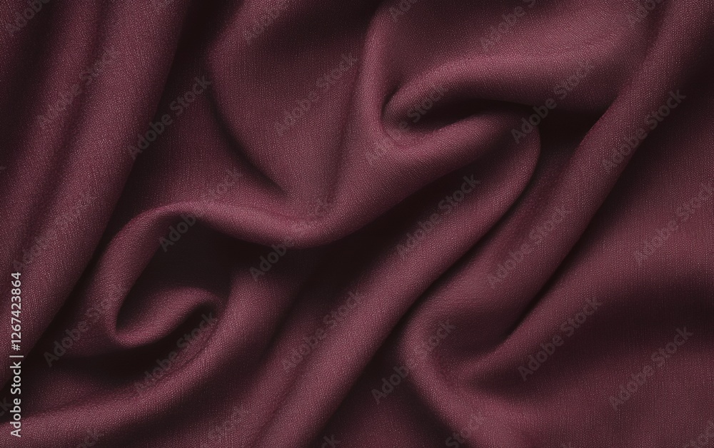 Poster deep burgundy textured fabric with elegant soft drapes and smooth satin finish creating a rich and s