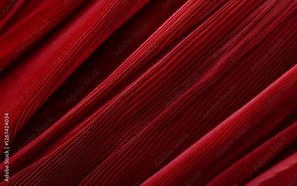 Poster deep red velvet pleated fabric with luxurious folds and elegant texture creating a dramatic backgrou