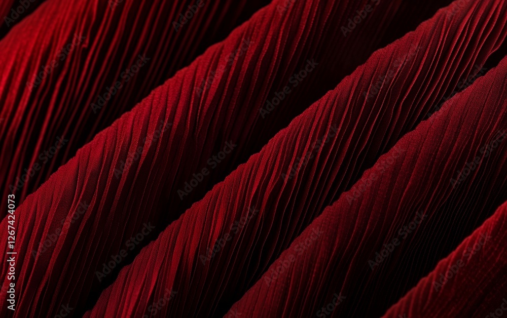 Aufkleber luxurious red pleated fabric with deep shadows and soft flowing waves creating an elegant and dramat