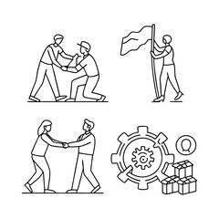 Teamwork and community line icons collection. Thin outline icons pack. UI icon collection. Set of line web pictogram