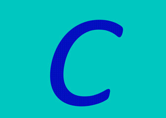 English Letter C With Capital English Letter Or Uppercase in Green Color Isolated On Blue Background. This English Text Used For Education Purpose. English Language Text C English Language Alphabet C.