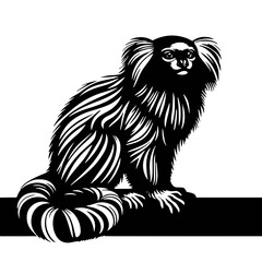 Obraz premium A black silhouette of marmoset, minimalist stroke lines, minimalist art, vector, isolated, transparent background 