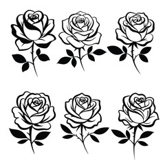 Rose Silhouette Vector Set for Design