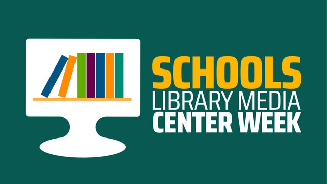 Schools Library Media Center Week background banner or poster design template. observed every year in March. Holiday concept. Use to any Template, card, poster, placard, template.