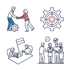 Teamwork and community line icons collection. Thin outline icons pack. UI icon collection. Set of line web pictogram