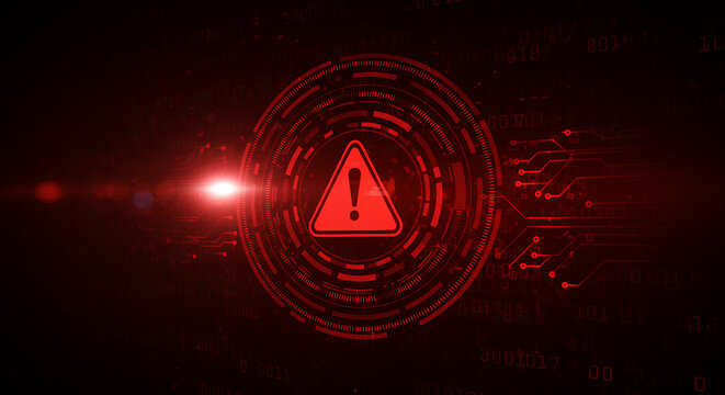 Cyber Security Warning: Red Alert on System Breach, Data Threat & Network Attack - Protect Your Information from Cybercrime