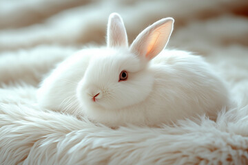 Naklejka premium little white rabbit