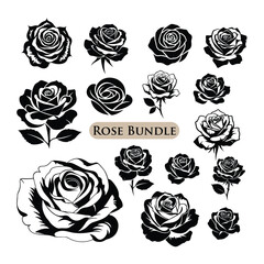 Rose Bundle Silhouette Vector Style