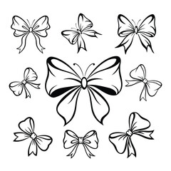 Cute Bow and Ribbon Artwork Set