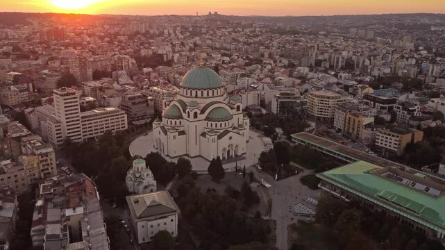 Morning view of Saint Sava, orthodox church in Belgrade, Serbia.