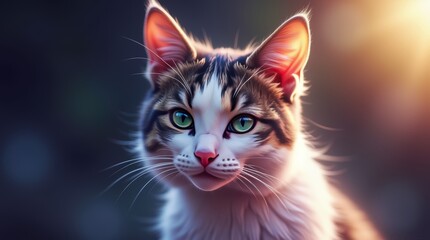 Fototapeta premium Cat Portrait, Fantastic Digital Cat Photo