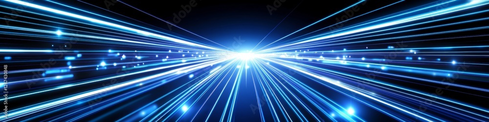 Aufkleber abstract technology background with glowing blue lights and dynamic motion on circuit lines
