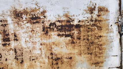 Rust on the iron door for the background. old peeling paint on rusty grates. Rusty metal texture.