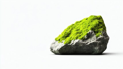 a mosscovered rock, natural spring element, ultradetailed 3D render, realistic texture, isolated on white background