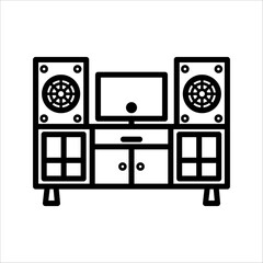 TV cabinet icon in thin line style