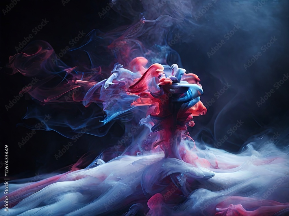 Poster dynamic colors intertwine as vibrant smoke swirls and flows, creating an enchanting visual display a