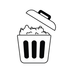 trash glyph outline icon with white background vector stock illustration