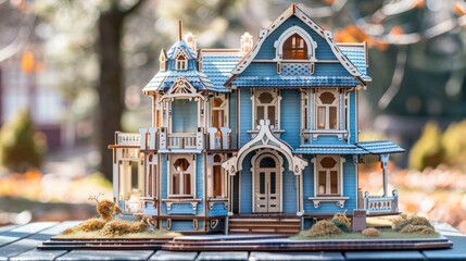 Obraz premium A creative house model kit, featuring modular parts for assembly,