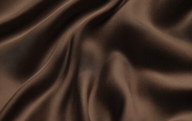 Obraz premium Luxurious dark brown satin fabric with smooth silky texture and elegant flowing drapes creating a soft and sophisticated fashion and interior design background