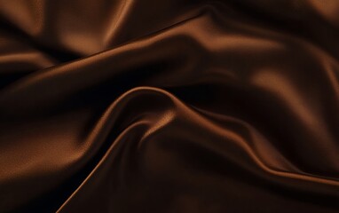 Obraz premium Rich and elegant brown silk fabric with flowing waves and a soft glossy sheen perfect for luxury fashion interior design and high end textile backgrounds