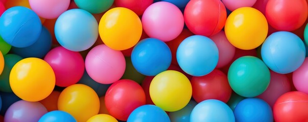 A vibrant collection of colorful plastic balls, showcasing a playful arrangement in various shades, perfect for fun and recreation.