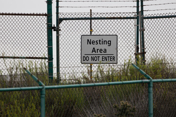Protected Seabird Nesting Area sign and fences in California, United States