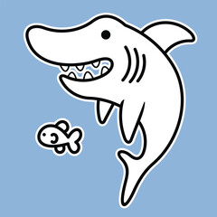 Lineart outline Sea Animal in cute colorful design for kids and education