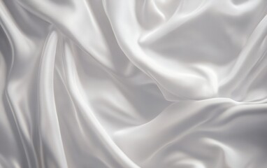 Obraz premium Bright white silk satin fabric with soft waves and flowing drapes in luxurious close up macro photography for elegant fashion textile and interior design concepts