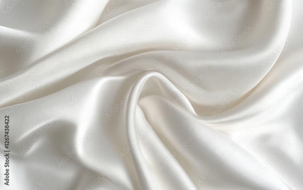 Aufkleber glossy satin silk fabric in pure white with luxurious draped folds and smooth texture creating a mod