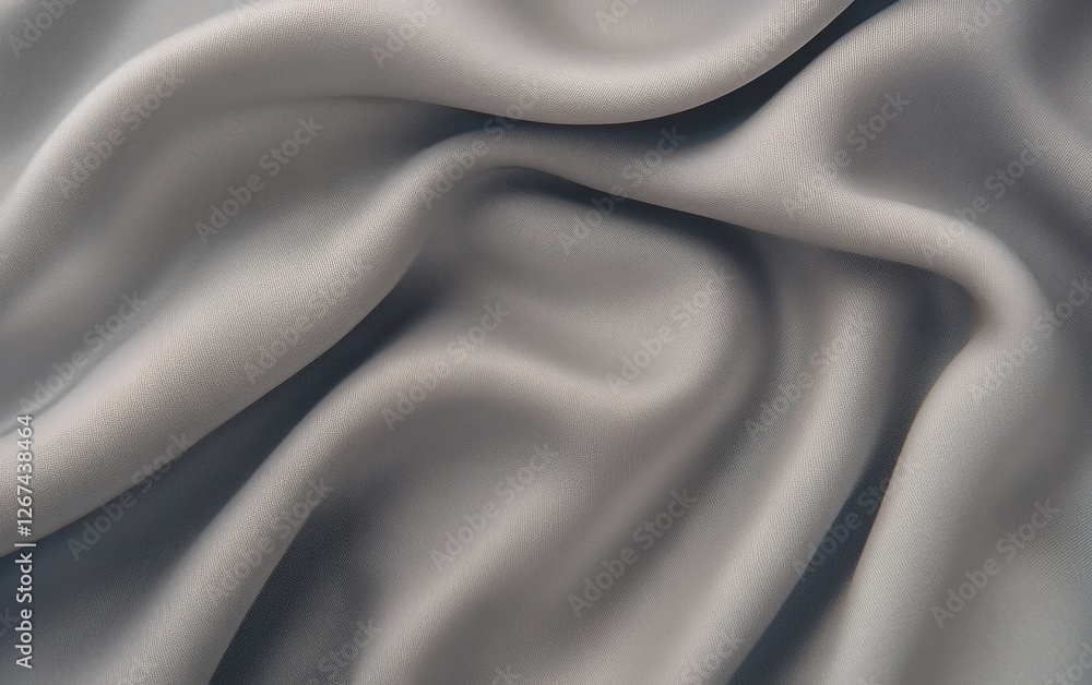 Poster soft gray silk fabric with flowing drapes and a smooth elegant texture creating a luxurious backgrou