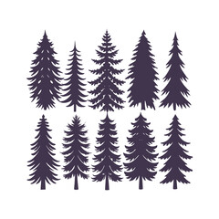 Obraz premium Pine Tree Vector Silhouette Collection