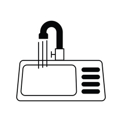 sink glyph outline icon with white background vector stock illustration