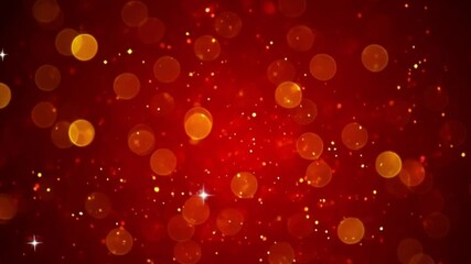 Vibrant Red Digital Artwork With a Bokeh Effect Featuring Glowing Circular Light Spots in Shades of Orange, Yellow, and White, Creating a Festive and Warm Holiday-Themed Atmosphere - Powered by Adobe