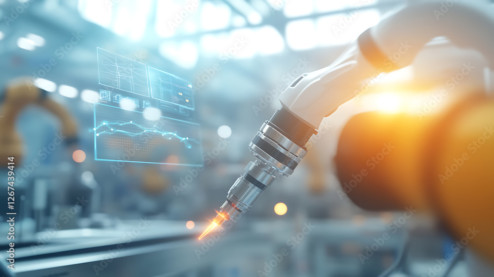 Poster innovative ai technology and machine learning revolutionizing automation in modern industry environm