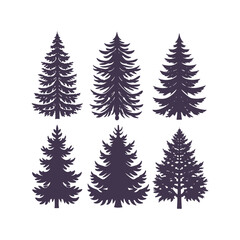 Pine Tree Vector Silhouette Collection
