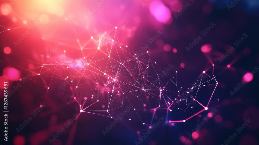 Poster abstract polygonal space. background with connecting dots and lines. artificial intelligence technol